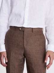 MOSS Rust Brown Tailored Fit Linen Rust Trousers - Image 3 of 3