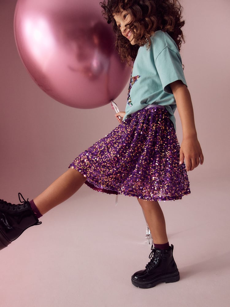 Purple Sequin Pull On Skirt (3-16yrs) - Image 2 of 7