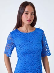 Roman Blue Lace Overlay Shift Dress - Image 4 of 5