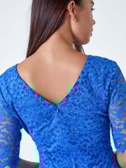 Roman Blue Lace Overlay Shift Dress - Image 5 of 5