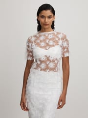 Anna Quan Sheer Applique Top - Image 1 of 6