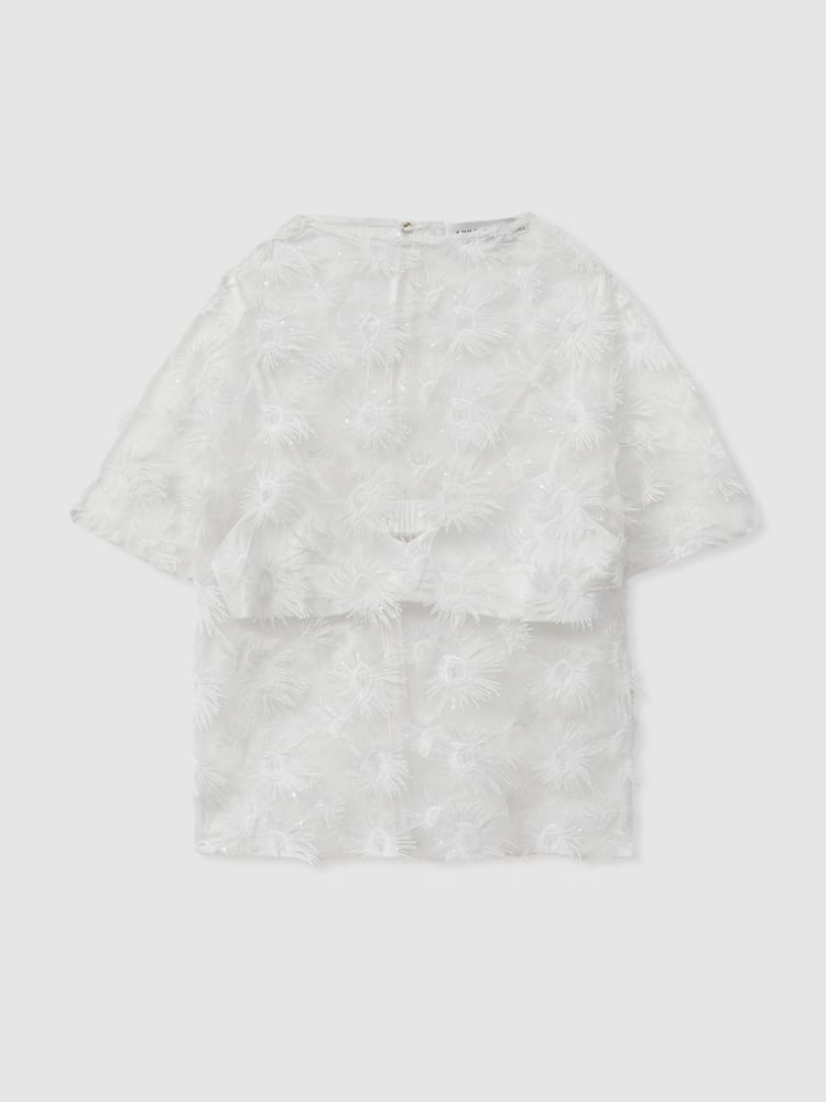 Anna Quan Sheer Applique Top - Image 2 of 6