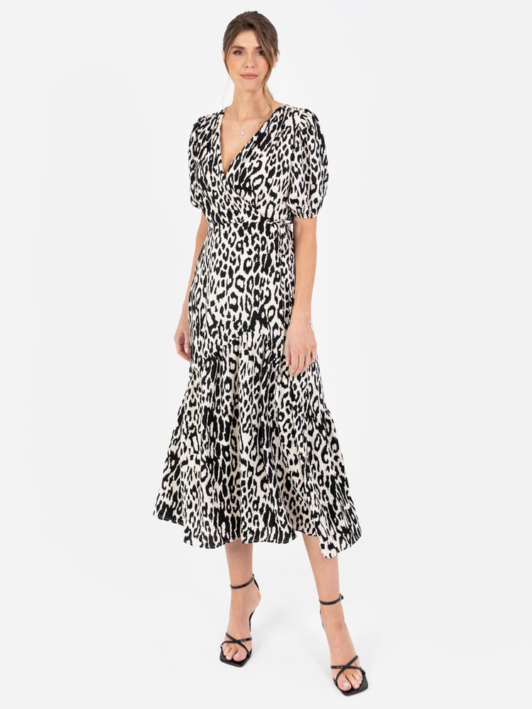 Lovedrobe Wrap Front Puff Sleeve Midaxi Dress - Image 1 of 5