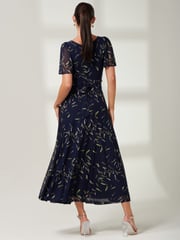 Jolie Moi Blue Elvira Print Mesh Maxi Dress - Image 2 of 6