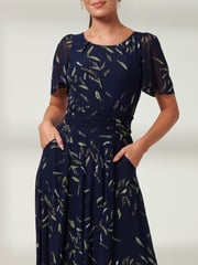 Jolie Moi Blue Elvira Print Mesh Maxi Dress - Image 3 of 6