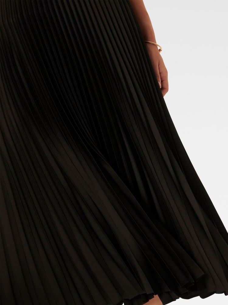 Forever New Black Estelle Satin Pleated Maxi Skirt - Image 2 of 5