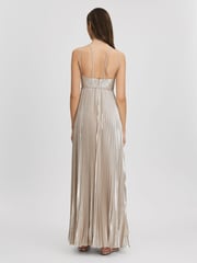 Halston Metallic Pleated Maxi Dress - Image 5 of 6