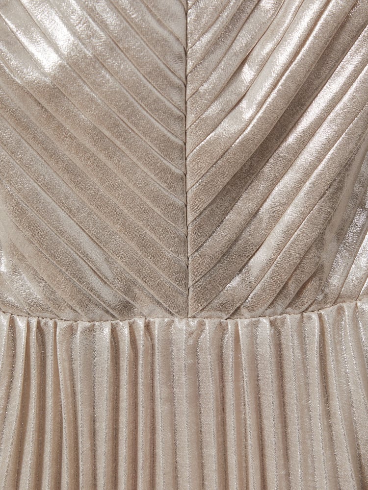 Halston Metallic Pleated Maxi Dress - Image 6 of 6