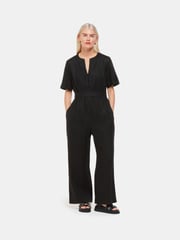 Whistles Black Petite Linen Cosima Jumpsuit - Image 1 of 5