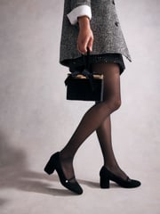 Black Standard Fit Tabitha Simmons Emily Leather Mary Jane Block Heels - Image 3 of 12