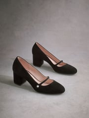 Black Standard Fit Tabitha Simmons Emily Leather Mary Jane Block Heels - Image 6 of 12
