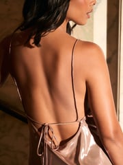 Rose Gold Rochelle Tie Back Slip Dress - Image 4 of 8