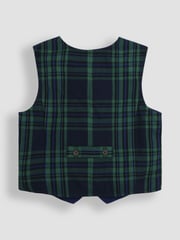 JoJo Maman Bébé Navy Tartan Waistcoat Shirt and Trousers Set - Image 5 of 12