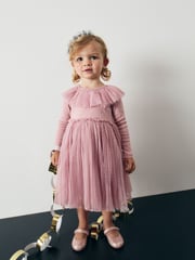 Pink Long Sleeve Mesh Dress (3mths-7yrs) - Image 2 of 8