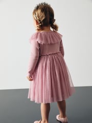 Pink Long Sleeve Mesh Dress (3mths-7yrs) - Image 3 of 8