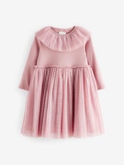 Pink Long Sleeve Mesh Dress (3mths-7yrs) - Image 5 of 8