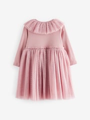 Pink Long Sleeve Mesh Dress (3mths-7yrs) - Image 6 of 8