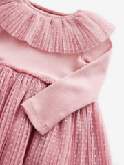 Pink Long Sleeve Mesh Dress (3mths-7yrs) - Image 7 of 8