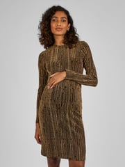 JoJo Maman Bébé Gold Sparkle High Neck Maternity Mini Dress - Image 3 of 5