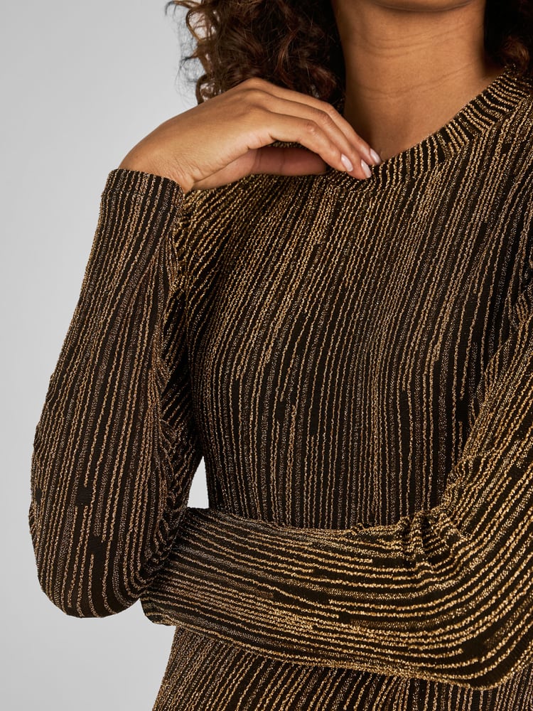 JoJo Maman Bébé Gold Sparkle High Neck Maternity Mini Dress - Image 5 of 5