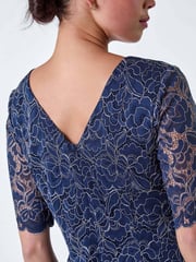 Roman Blue Lace Overlay Shift Dress - Image 5 of 5