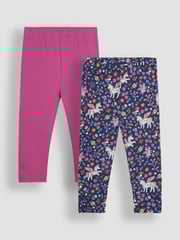 JoJo Maman Bébé Navy Blue Unicorn Floral 2-Pack Autumn Ditsy Floral Leggings - Image 1 of 7