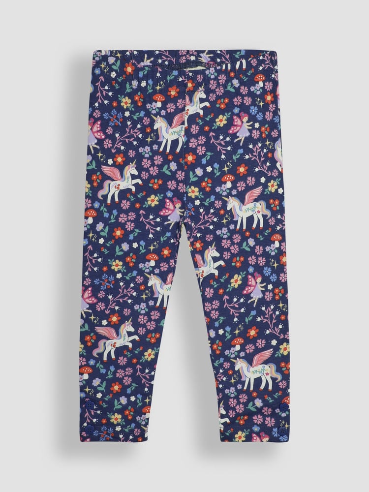 JoJo Maman Bébé Navy Blue Unicorn Floral 2-Pack Autumn Ditsy Floral Leggings - Image 2 of 7