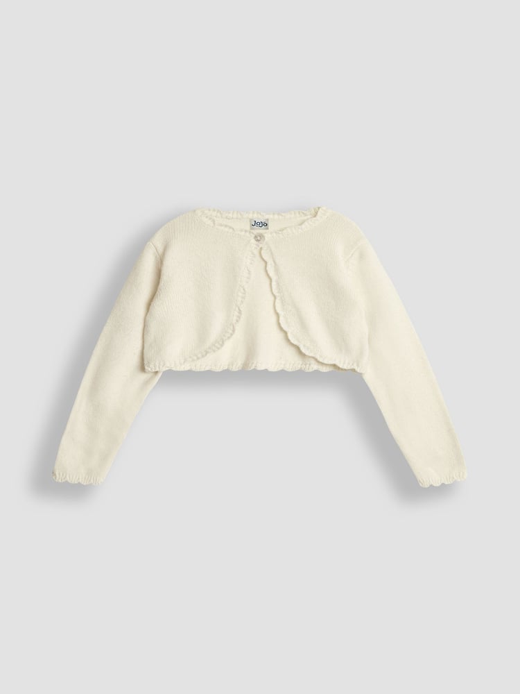 JoJo Maman Bébé Cream Lace Knit Bolero Cardigan - Image 1 of 3