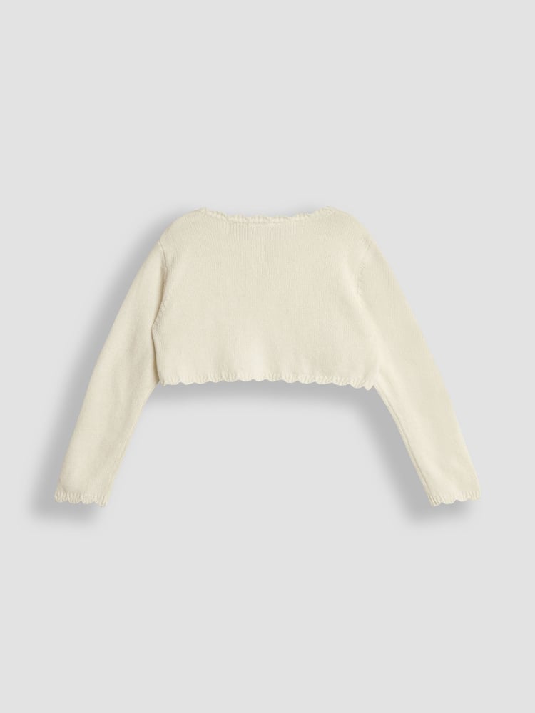 JoJo Maman Bébé Cream Lace Knit Bolero Cardigan - Image 2 of 3