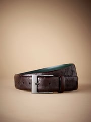 Brown Floral Signature Laser Engraved Belt - Image 1 of 4