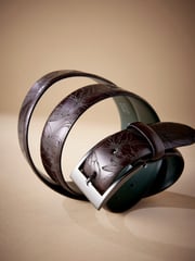Brown Floral Signature Laser Engraved Belt - Image 2 of 4