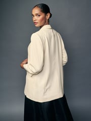 Cream Relaxed Ruched Sleeve Blazer - Image 3 of 7