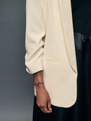 Cream Relaxed Ruched Sleeve Blazer - Image 4 of 7