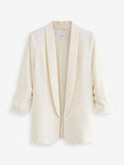 Cream Relaxed Ruched Sleeve Blazer - Image 5 of 7