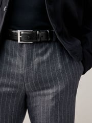 Black Croc Effect Leather Belt - Image 1 of 4