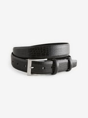 Black Croc Effect Leather Belt - Image 2 of 4