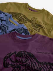 Olive Green/Blue/Purple Dinosaur 3 Pack 100% Cotton Long Sleeve Pyjamas (3-16yrs) - Image 10 of 11