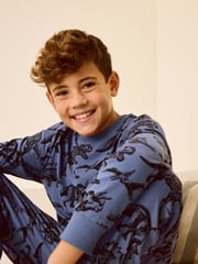 Olive Green/Blue/Purple Dinosaur 3 Pack 100% Cotton Long Sleeve Pyjamas (3-16yrs) - Image 4 of 11