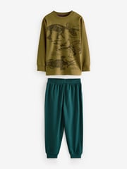 Olive Green/Blue/Purple Dinosaur 3 Pack 100% Cotton Long Sleeve Pyjamas (3-16yrs) - Image 6 of 11