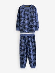 Olive Green/Blue/Purple Dinosaur 3 Pack 100% Cotton Long Sleeve Pyjamas (3-16yrs) - Image 7 of 11