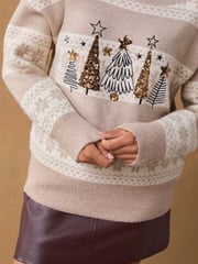 Neutral Christmas Tree Knitted Christmas Jumper - Image 5 of 8