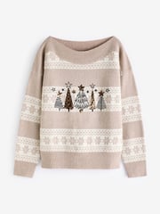 Neutral Christmas Tree Knitted Christmas Jumper - Image 6 of 8