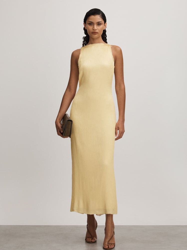 Anna Quan Plisse Raw Hem Maxi Dress - Image 1 of 6