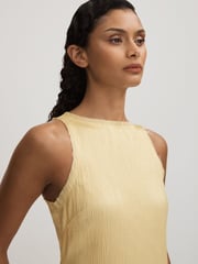 Anna Quan Plisse Raw Hem Maxi Dress - Image 4 of 6