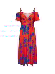 Yours Curve Red & Blue London Floral Bardot Maxi Dress - Image 5 of 5