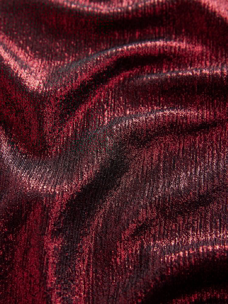 Red Long Sleeve Shimmer V-Neck Blouse - Image 7 of 7