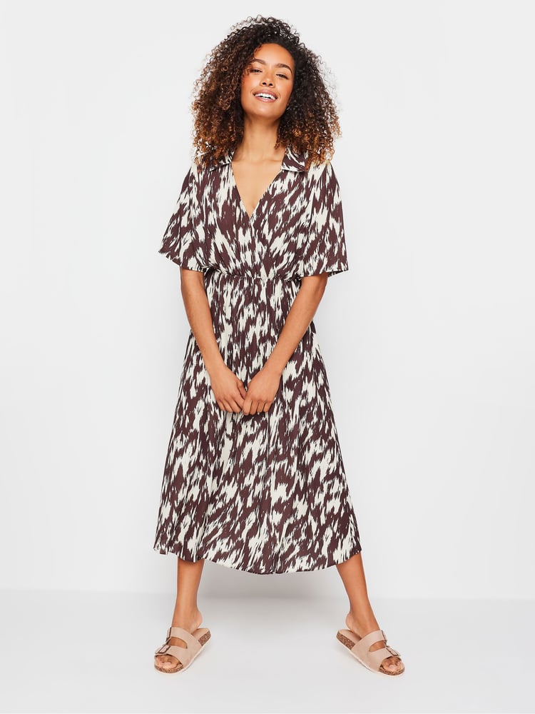 M&Co Brown Printed Collared Shift Dress - Image 1 of 4