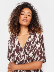 M&Co Brown Printed Collared Shift Dress - Image 4 of 4