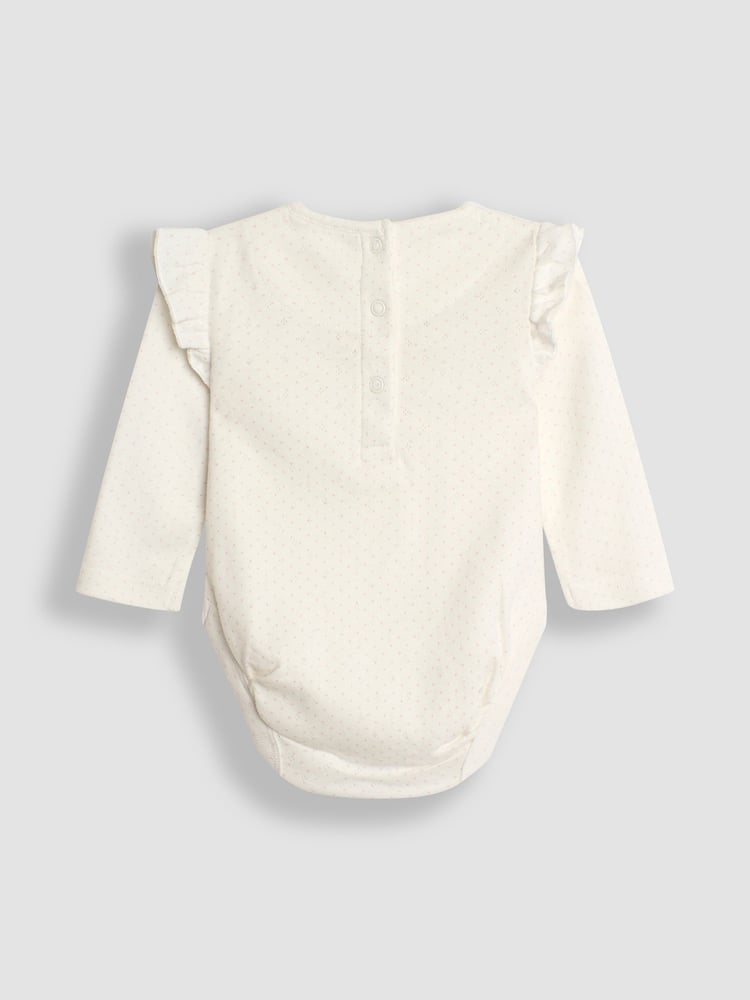 JoJo Maman Bébé Cream Floral Pointelle Bodies 2 Pack - Image 5 of 5