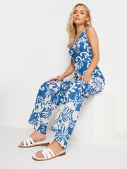 PixieGirl Petite Blue Contrast Leaf Jumpsuit - Image 2 of 6